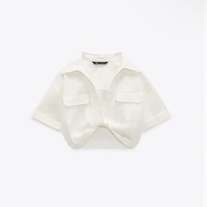 Zara Cream Crop Top with Knot